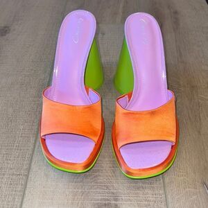 Free People x Circus NY Haynes Heels US 8.5 Pink, Orange, and Green